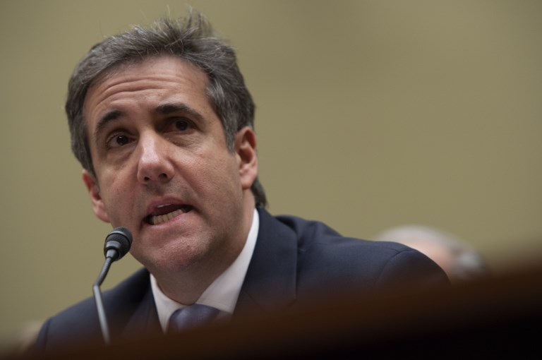 A RACIST. Michael Cohen, US President Donald Trump's former personal attorney, testifies before the House Oversight and Reform Committee in the Rayburn House Office Building on Capitol Hill in Washington, DC on February 27, 2019. Photo by Andrew Caballero-Reynolds/AFP  