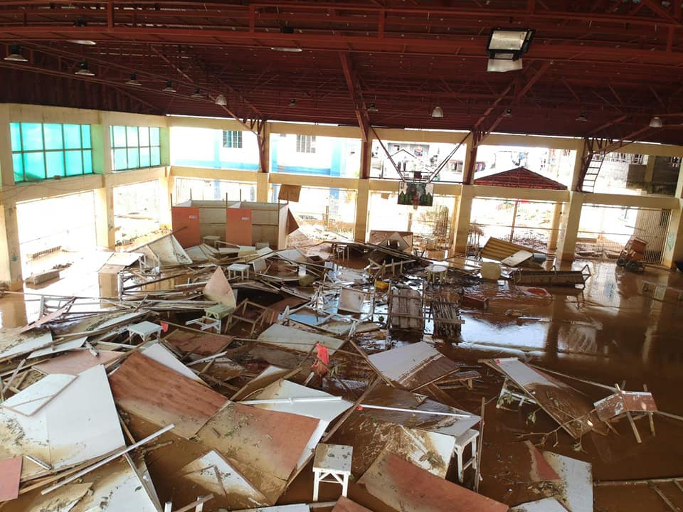 WASHED OUT. COVID-19 isolation facility of Jipapad after the typhoon inside the municipal covered court after Typhoon Ambo ravaged the northern towns of Eastern Samar. Photo from Governor Ben Evardone's Facebook page 