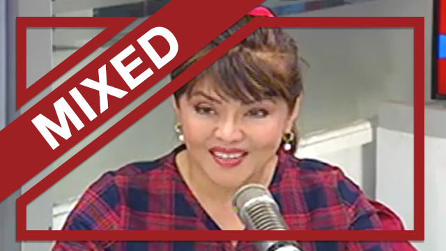 A screenshot of Ilocos Norte Governor Imee Marcos during an interview on dzBB where she claimed she was still a minor during Martial Law 