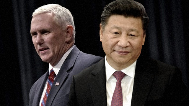 CLASH. US Vice President Mike Pence (left) and Chinese President Xi Jinping clash at a pre-APEC business forum. Pence file photo by Mandel Ngan/AFP, Xi file photo by Oliver Bunic/AFP 