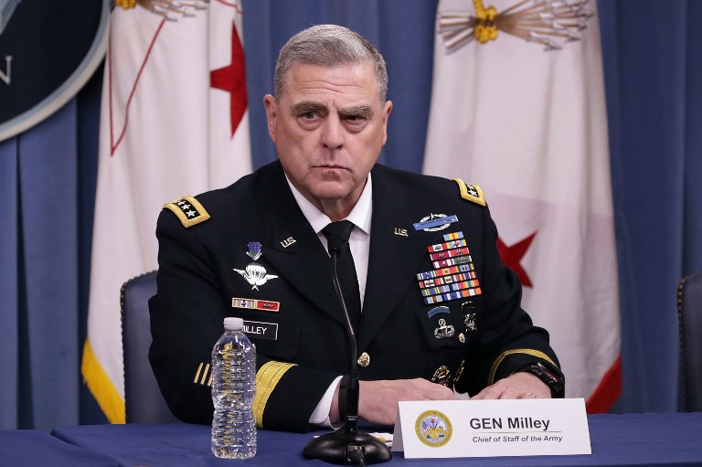 GENERAL. In this file photo taken on July 13, 2018, US Army Chief of Staff Gen. Mark Milley announces that Austin, Texas, will be the new headquarters for the Army Futures Command during a news conference at the Pentagon in Washington, DC. Photo by Chip Somodevilla/Getty Images North America/AFP 