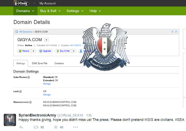 SYRIAN ELECTRONIC ARMY. Screen shot from SEA Twitter account.