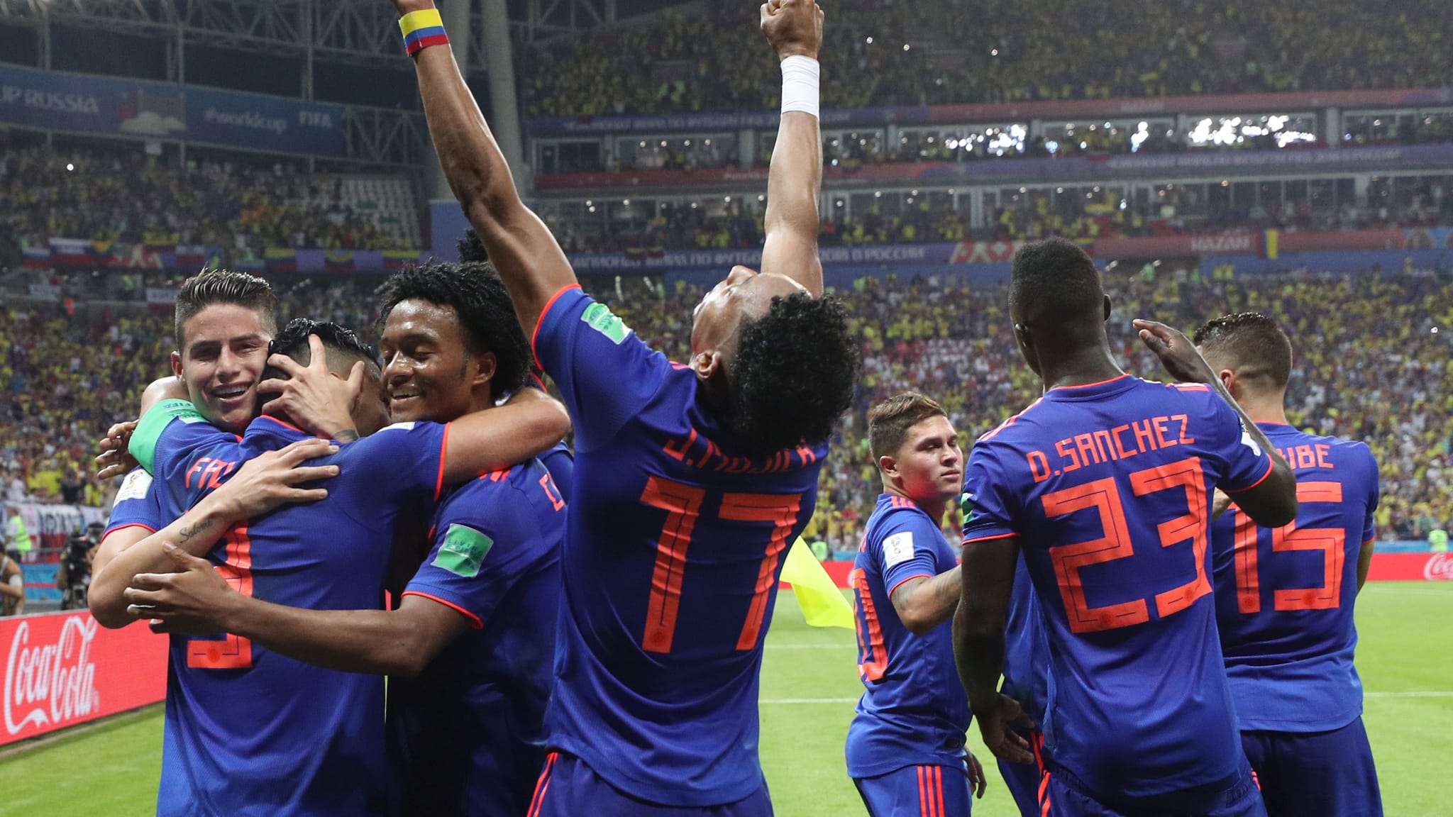 MENANG. Kolombia merayakan kemenangan mereka atas Polandia dengan skor 3-0. Foto dari FIFA.com 