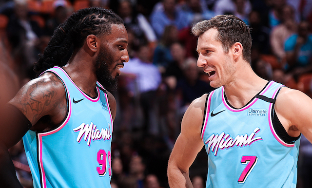 UPSET. Jae Crowder (left) leads the Miami Heat to a big win over NBA No.1 Milwaukee Bucks. Photo from Miami Heat Twitter 