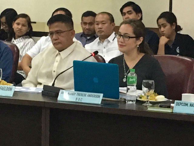GRILLED. Lawyer Mandy Anderson is berated by lawmakers for calling Speaker Pantaleon Alvarez an "imbecile" online. Photo sourced by Rappler 