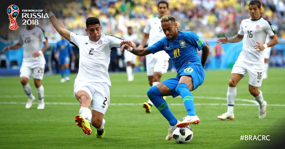 Tampil cemerlang, Neymar bawa Brasil unggul 2-0 atas Kosta Rika. Foto dari Twitter/FIFAWorldCup 