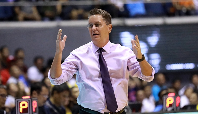 CONSOLATION. Everything ends well for Tim Cone and Barangay Ginebra, though, as they clinch the twice-to-beat playoff bonus. Photo from PBA Images  