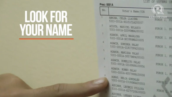 DOUBLE CHECK. To make sure, you are at the right place by looking for your name in the voters list posted near the precinct. 