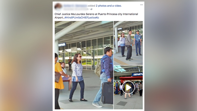 ORIGINAL POST. The source of the photos used by fake news did not state that Sereno left the country. 