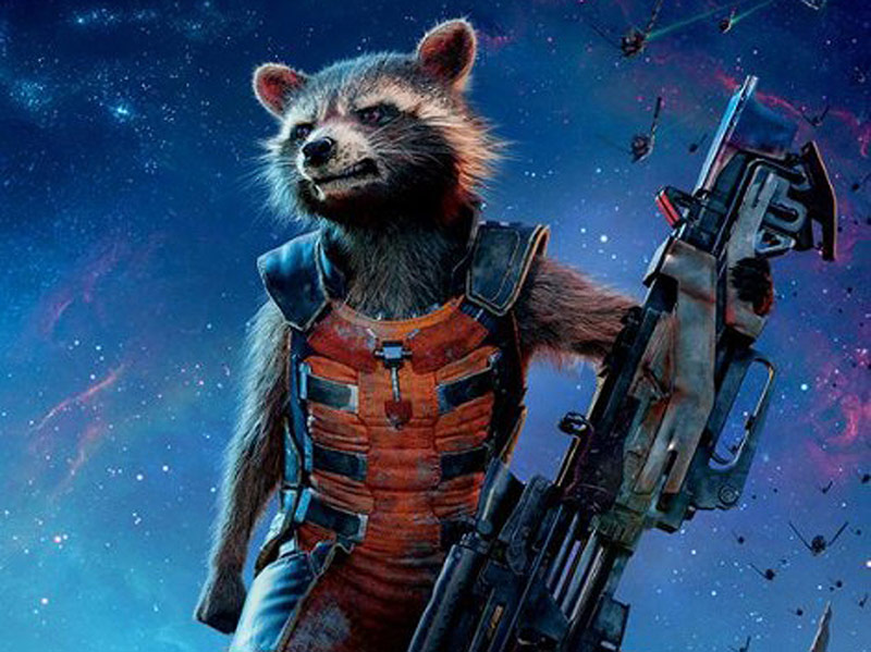 ROCKET. Bradley Cooper supplies the voice of this gun-toting raccoon. Photo courtesy of Walt Disney Studios 