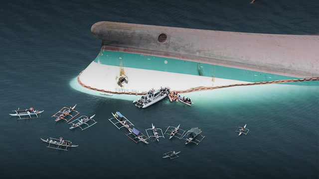CAPSIZED SHIP. M/V Princess of the Stars sank June 21, 2008. Of 851 passengers, only 28 are known survivors, 400 still missing and some 130 unidentified exhumed bodies. Photo from Wikipedia  