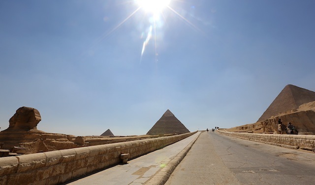 PYRAMIDS. A photo made available on 14 July 2013 shows the Sphinx and pyramids seen in Giza, Egypt, 13 July 2013. Photo by Mohammed Saber/EPA 