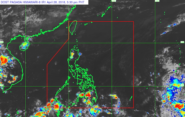 PAGASA satellite image as of April 28, 2018, 5:30 pm from PAGASA website 