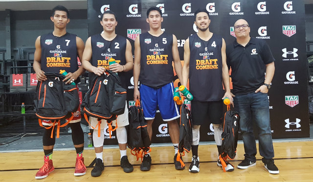 TOP PERFORMERS. (From L-R) Jammer Jamito, Raffy Banal, Mac Belo, and Ryan Arambulo are the top performers from day 1 of the 2016 PBA Rookie Draft combine. Photo from PBA Images 