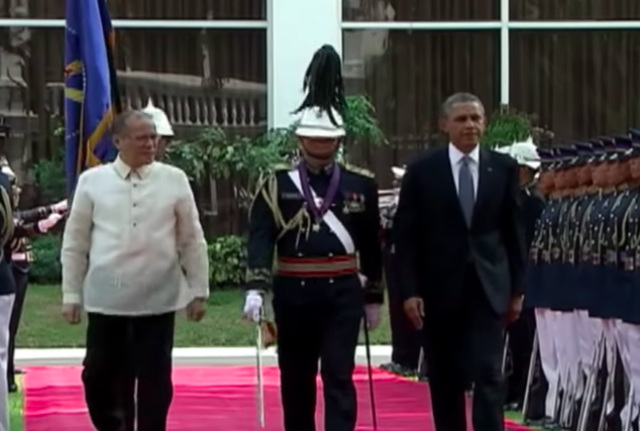 Then US president Barack Obama in Malacañang in April 2014. Screenshot from RTVM 