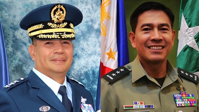  ARMY OR AIR FORCE? Army chief Hernando Iriberri and Air Force chief Jeffrey Delgado lead the contenders for the top AFP post   