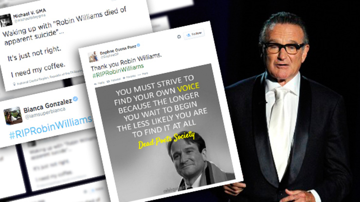 RIP ROBIN. Local personalities and celebrities express sadness on the death of actor Robin Williams. AFP photo/Screengrab from Twitter
