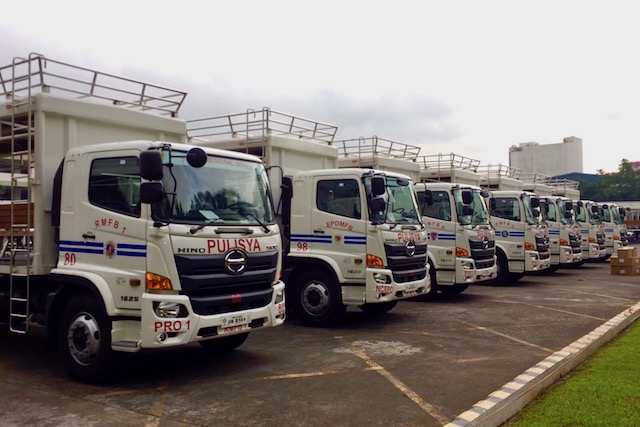 FOR MOBILITY. Utility trucks are parked inside Camp Crame for their presentation. Sourced photo 