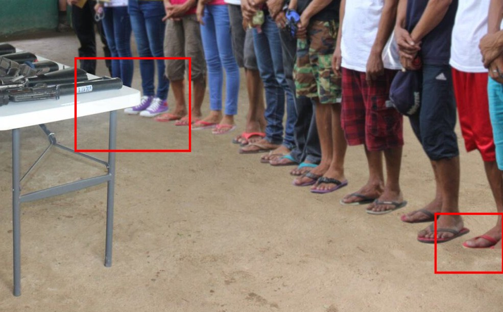 CROPPED? The red box on the right (emphasis ours) shows the cropped foot of the man. Photo from Philippine Army 