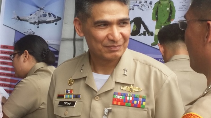 MODERNIZATION BRIEFING: Navy Vice Commander Rear Admiral Caesar Taccad boasts of the Navy's new assets