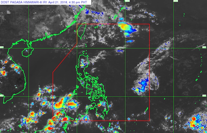 Satellite image as of April 21, 2018, 4:30 pm from PAGASA website 