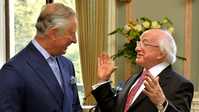 HISTORIC VISIT. Irish President Michael D. Higgins talks to Prince Charles during his historic state visit to Britain. Photo by AFP HISTORIC VISIT. Irish President Michael D. Higgins talks to Prince Charles during his historic state visit to Britain. Photo by AFP
