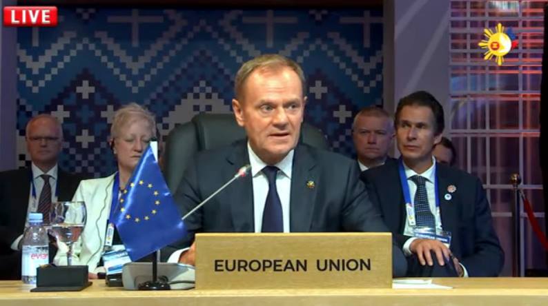 HOPEFUL. File photo of  European Council President Donald Tusk during the  ASEAN-EU Summit in Manila. Photo from RTVM feed   