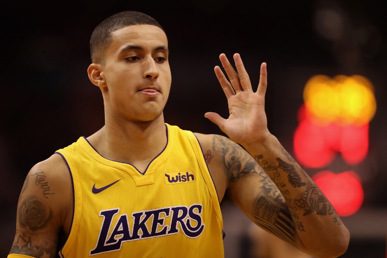 HOT HAND. Kyle Kuzma had a career-high 38 points in the Lakers' victory over the Rockets. Photo by Christian Petersen/Getty Images/AFP  