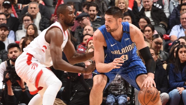 STUNNED. Nikole Vucevic powers the Orlando Magic to an upset of the Toronto Raptors. Photo from Twitter (@NBA) 