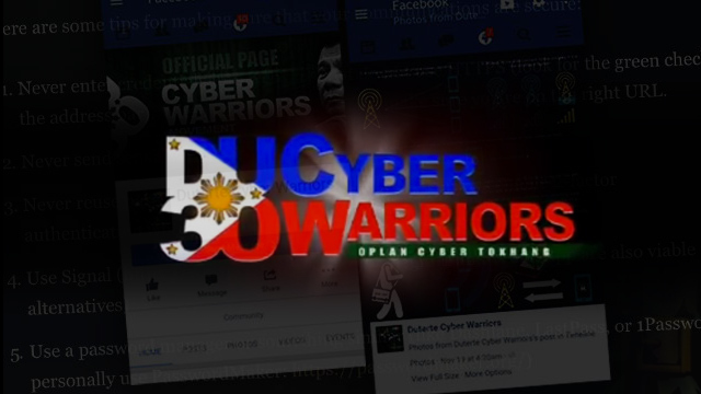 OPLAN TOKHANG. A group calling themselves 'Duterte Cyber Warriors' is embarking with its campaign called 'Oplan Cyber Tokhang' against those they perceive to be critical of the administration. 