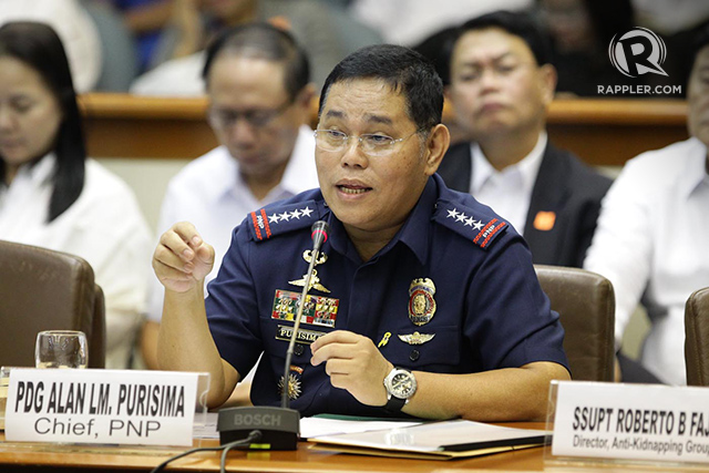 EXPLANATIONS. PNP chief Alan Purisima faces the Senate and responds to queries about alleged irregularities. File photo by Mark Cristino/Rappler
