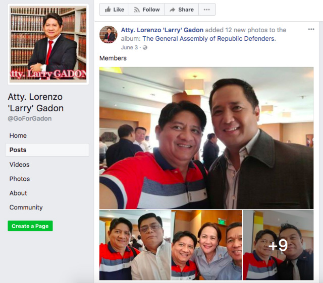 REPUBLIC DEFENDERS. Larry Gadon is affiliated with the so-called Republic Defenders. Photo from Gadon's official Facebook Page 