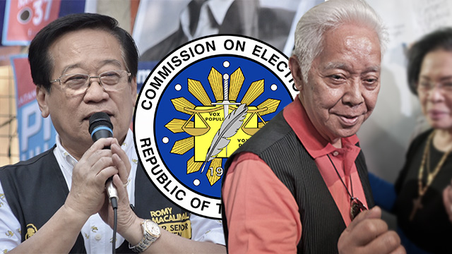 ELECTION EXPERTS. Veteran election lawyers (L-R) Romulo Macalintal and former poll chief Sixto Brillantes Jr support calls urging the Comelec to reject Duterte Youth Chairman Ronald Cardema's bid for Congress. Photo of Macalintal by Angie de Silva/Rappler; Photo of Brillantes by Roy Lagarde/Rappler 