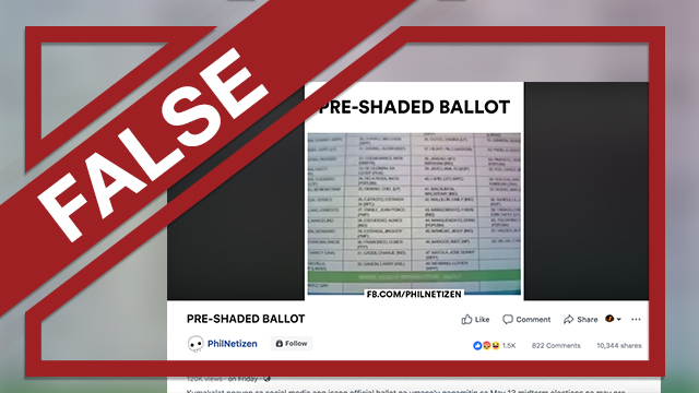 A screenshot of a video that shows a ballot that was allegedly pre-shaded with UV ink.  
