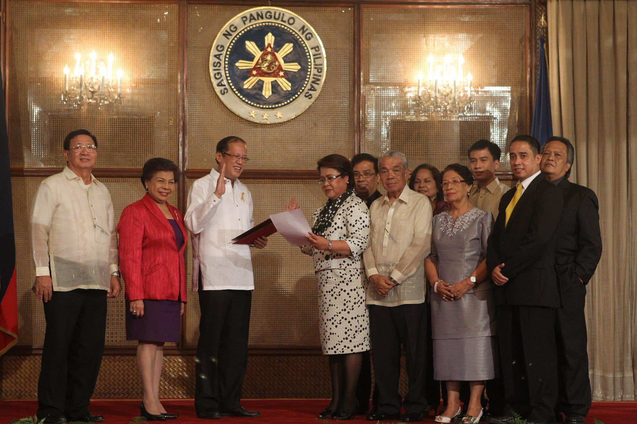 OATH-TAKING. De Lima with her family at her oath-taking as justice secretary in 2010. Sourced photo 