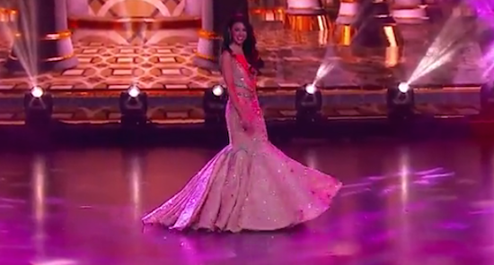 Miss Indonesia in her evening gown. 