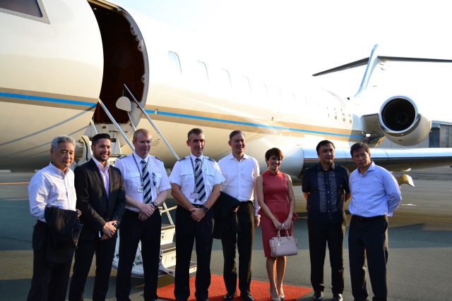 AVIATION FORAY. PLDT and Pacific Global One executives launch their chartered flights service in the Philippines. Photo from PLDT Corporate Communications  