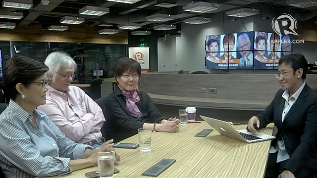 VETERANS. Journalists Cheche Lazaro, Vergel Santos, and Tina Monzon-Palma are interviewed by Rappler CEO Maria Ressa on August 24. Photo by Rappler 