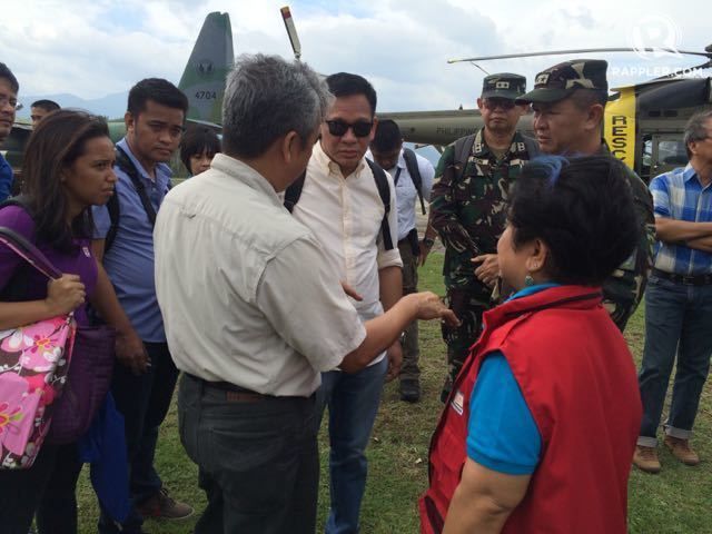 LET'S GO TO GROUND ZERO. DILG Sec Mel Sarmiento, DSWD Sec Dinky Soliman, and NDRRMC executive director Alexander Pama decide to fly to Casiguran, Aurora to hand over relief goods despite bad weather on October 21. Photo by Voltaire Tupaz  