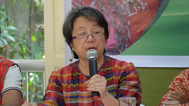 TERRORIST TAG. The DOJ seeks to declare as a terrorist UN Special Rapporteur Vicky Tauli-Corpuz, the first woman and indigenous person from the Philippines to hold the UN post. Photo by Vee Salazar/Rappler 