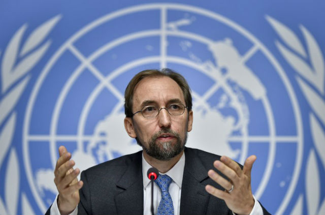 CIVIL STRIFE. United Nations High Commissioner for Human Rights Zeid Ra'ad Al Hussein holds a press conference on Sri Lanka at the UN Office in Geneva. Fabrice Cobbrini/AFP 