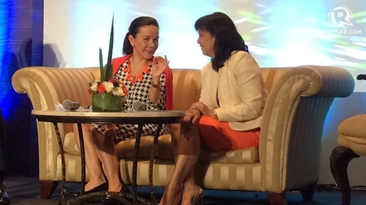 2016 TANDEM? Senator Grace Poe and Camarines Sur Leni Robredo answer questions from the audience during the 4th Integrity Summit held in Makati on Friday, September 19. Photo by Rappler