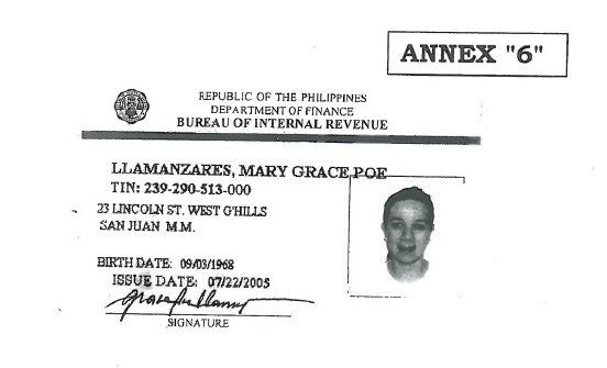 Taxpayer's Identification Number. (Photo by Office of Sen. Grace Poe) 