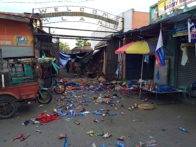 BLAST SCENE. Mlang, North Cotabato experiences another bomb blast on December 31, 2014. Photo courtesy of the North Cotabato Provincial Government
