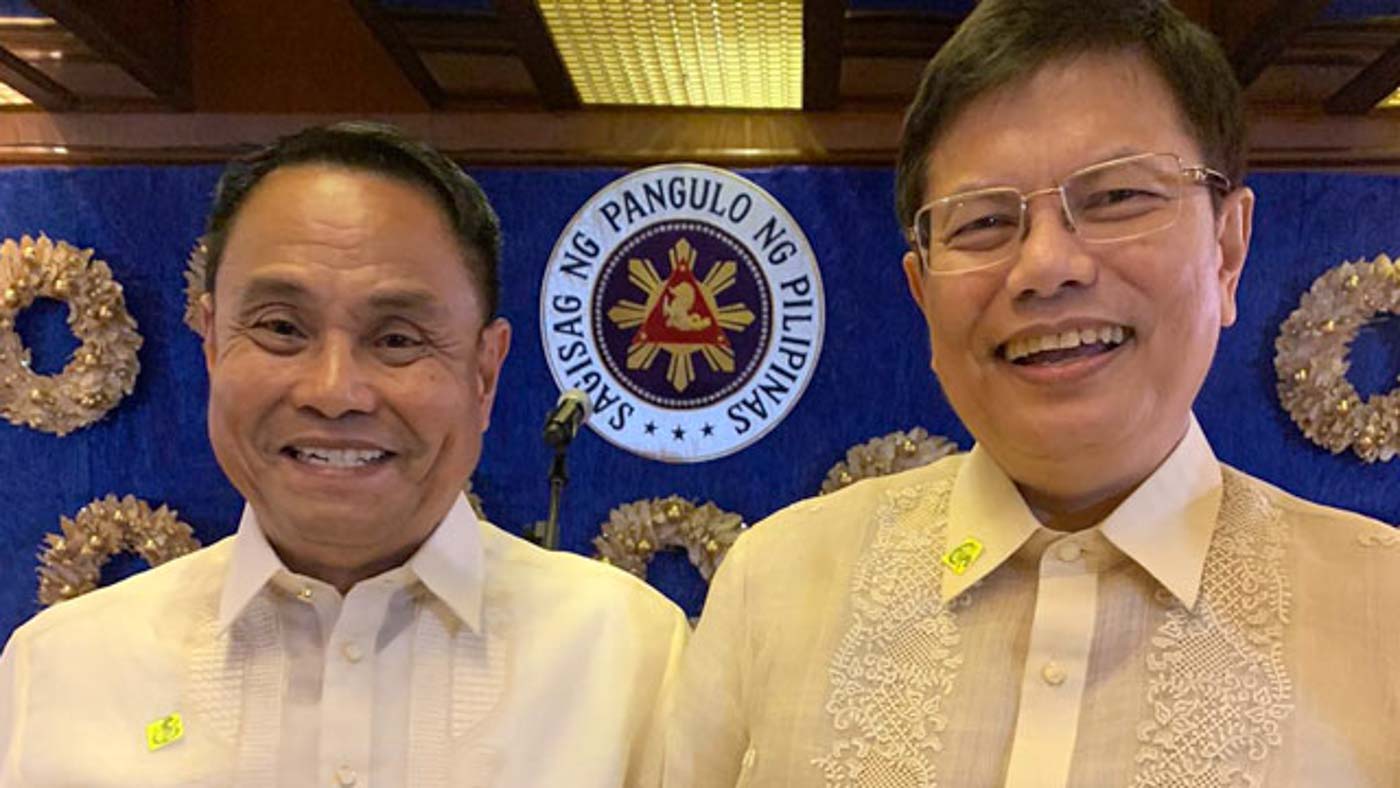 New Supreme Court Justices Edgardo Delos Santos and Mario Lopez at their oath taking in MalacaÃ±ang on December 3, 2019. Sourced photo 