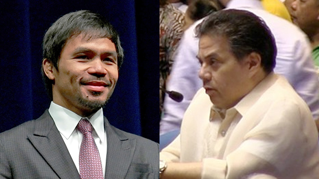 BILLIONAIRES. Outgoing representatives Manny Pacquaio and Jules Ledesma are the top 2 richest members of the House of Representatives for 2015. Photos from EPA and Rappler 