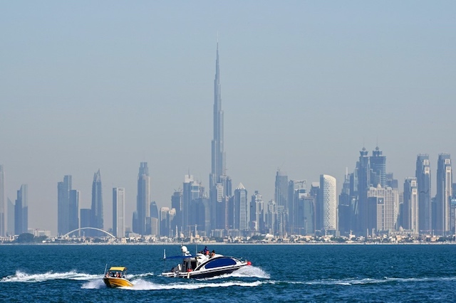 DUBAI. A picture taken on December 25, 2019, shows the skyline of Dubai with Burj Khalifa, the worldâs tallest building. Photo by Guiseppe Cacace/AFP 