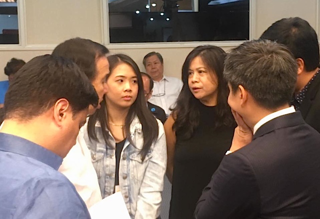 GRIEF. The sister of Horacio Castillo III, Nicole, and aunt Rita speak with senators after attending the session to listen to Senator Miguel Zubiri's privilege speech on the death of the law student on September 20, 2017.Photo from Senate PRIB   