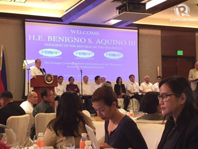 FOCAP. President Benigno Aquino III answers questions from members of the Foreign Correspondents Association of the Philippines on Tuesday, October 27. Photo by Camille Elemia/Rappler  