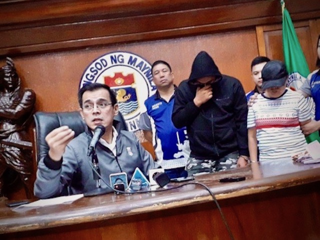 ISKO ON CRIME. Manila Mayor Isko Moreno is the only mayor in Manila who presents crime suspects inside city hall. Photo by Manila PIO